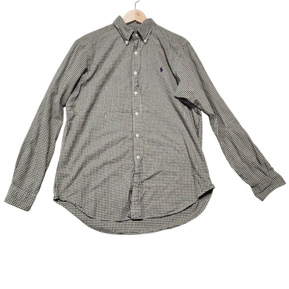 Ralph Lauren Mens Classic Fit Green & White Plaid Button-Down Shirt Size L - Picture 2 of 9